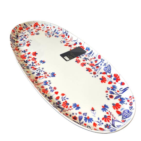 RACHEL ROY Patriotic Floral Melamine Serving Platter 19" Red|White|Blue NEW - Picture 4 of 8